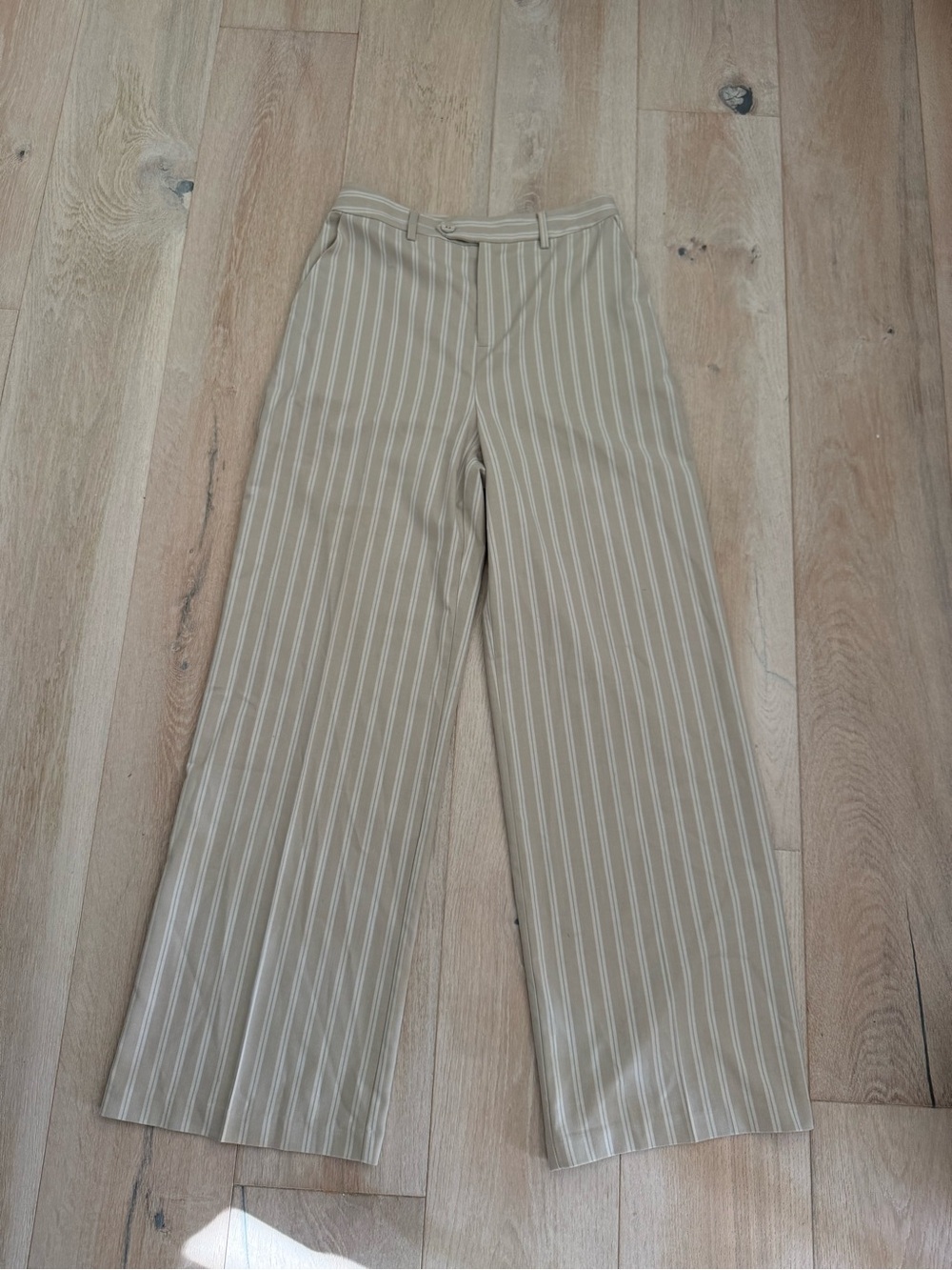 7 For All Mankind Striped Wide Leg Trousers Beige / Size 4